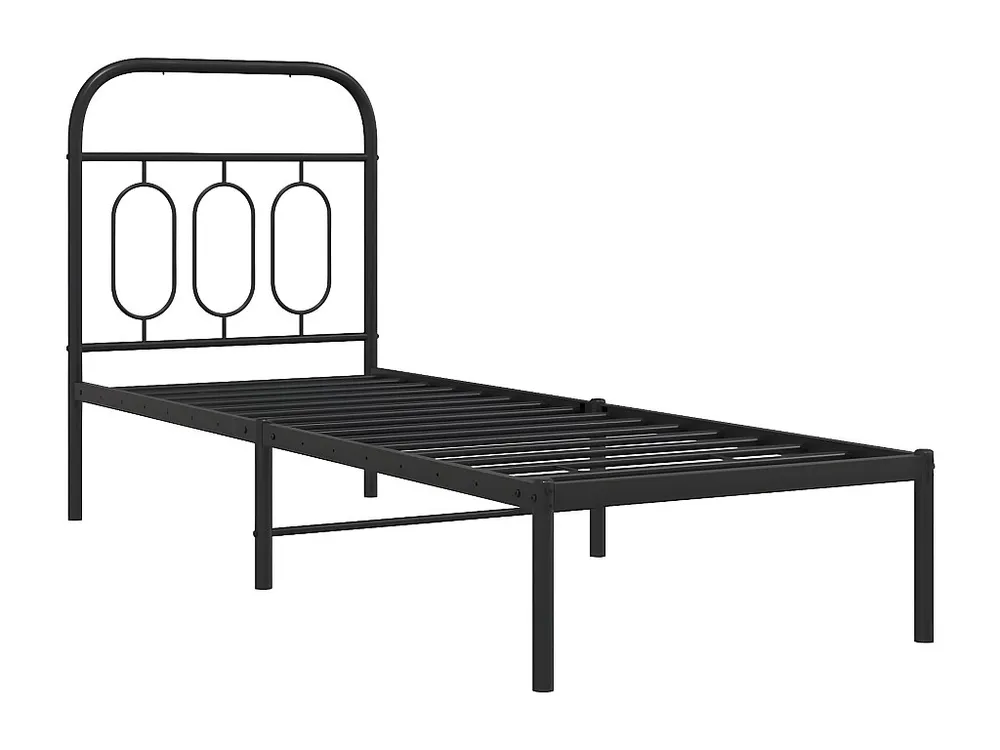 Estrutura de cama com cabeceira 75x190 cm metálico preto