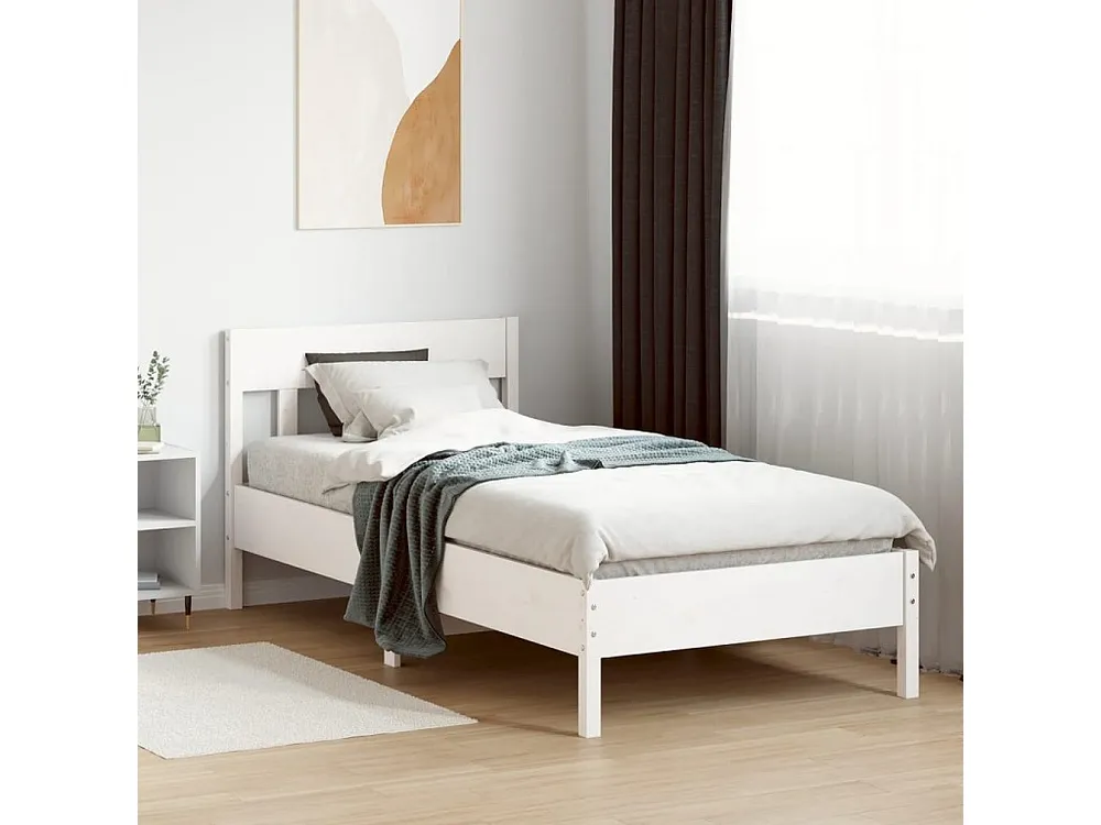 Estrutura cama com cabeceira 75x190 cm pinho maciço