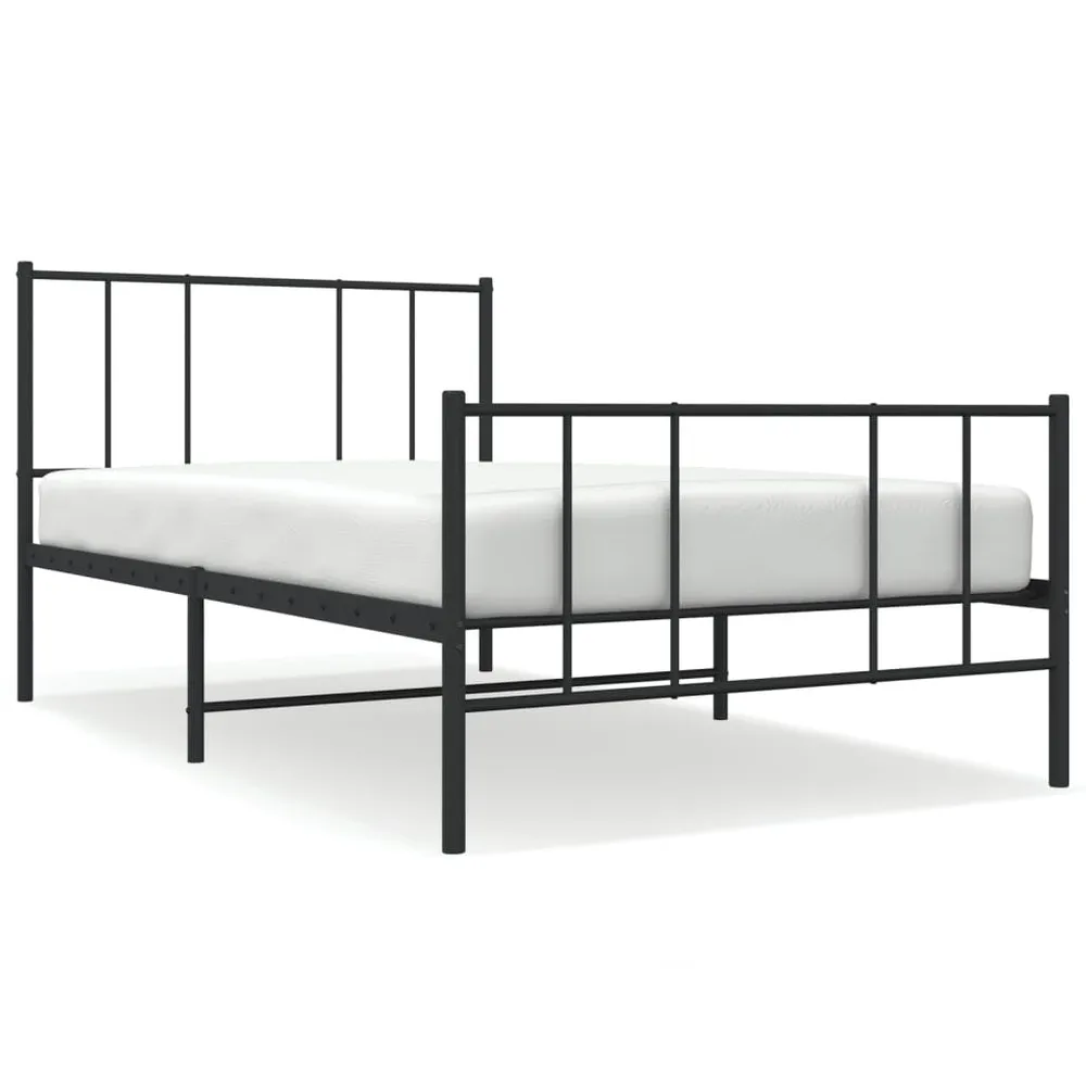 Estrutura de cama com cabeceira e pés 80x200 cm metálico preto