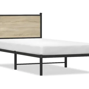 Estrutura de cama com cabeceira 80x200 cm metálico carvalho sonoma