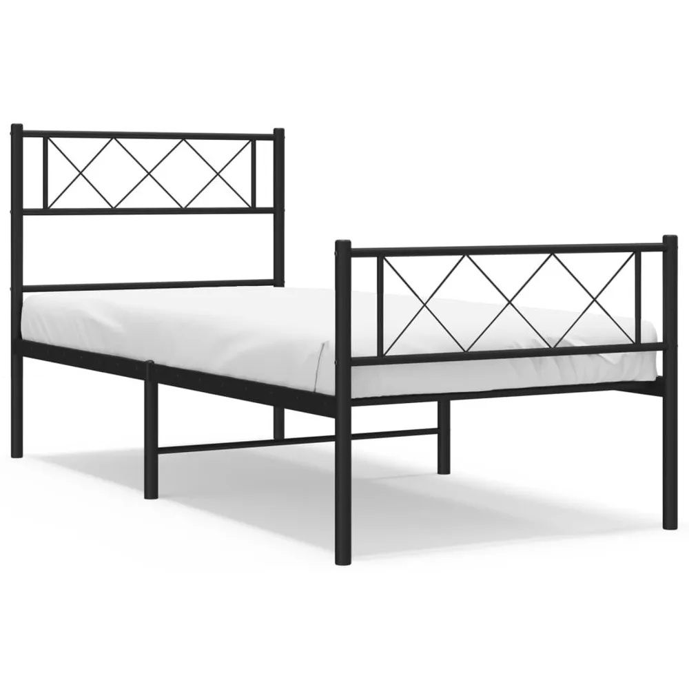 Estrutura de cama com cabeceira e pés 80x200 cm metálico preto