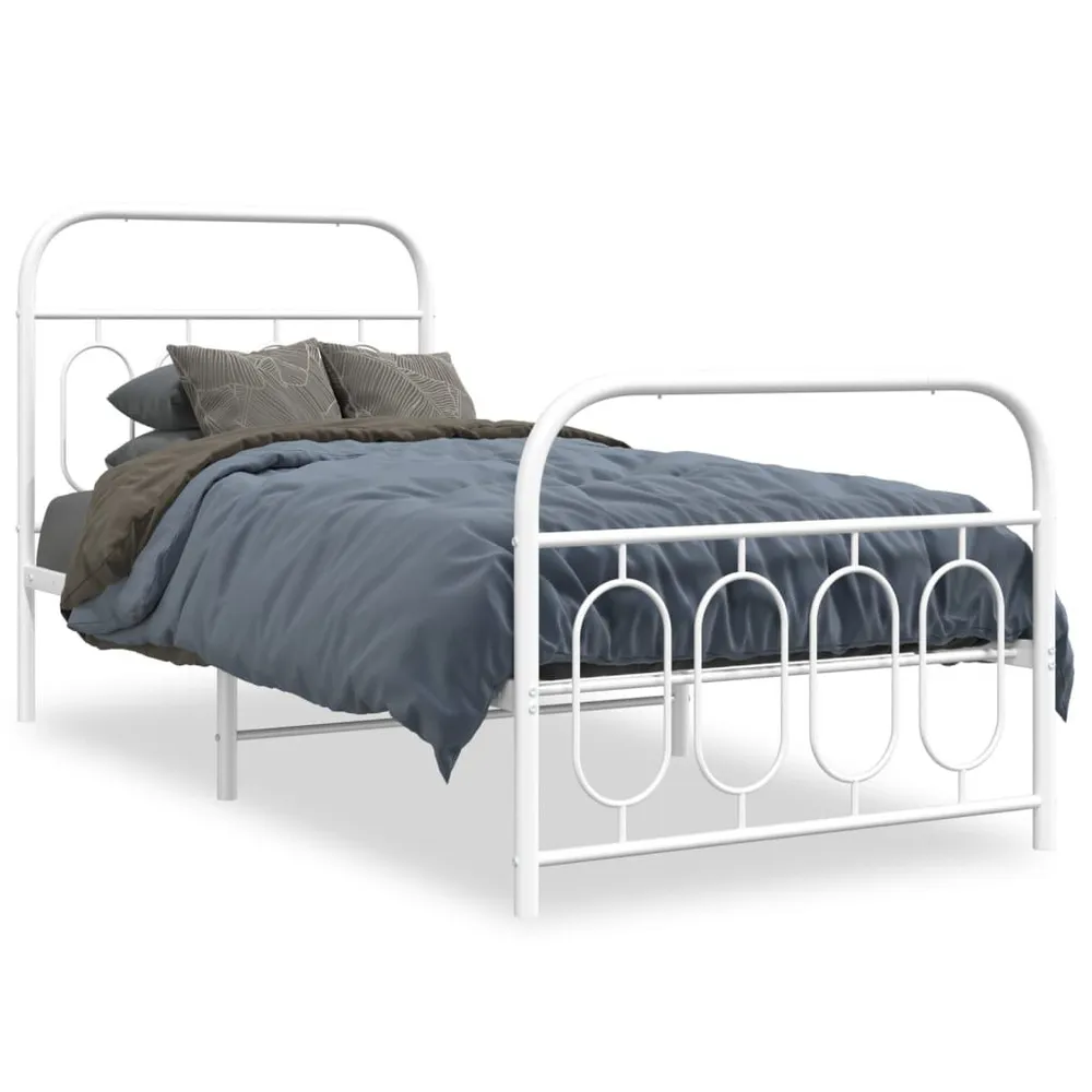 Estrutura de cama com cabeceira e pés 80x200 cm metálico branco