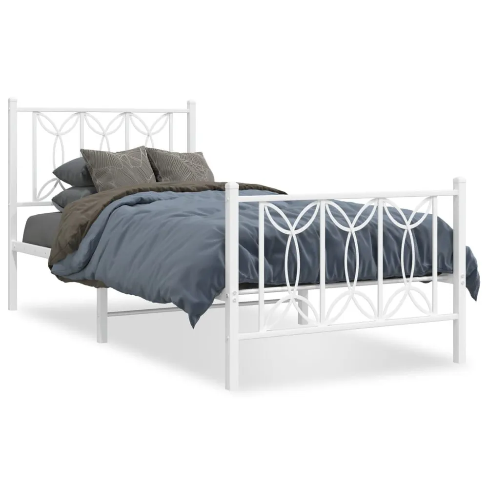 Estrutura de cama com cabeceira e pés 80x200 cm metálico branco