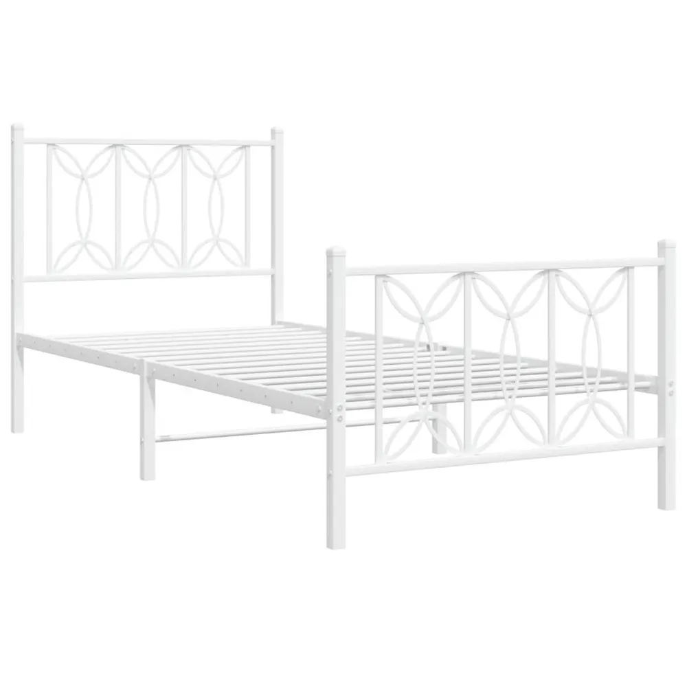 Estrutura de cama com cabeceira e pés 80x200 cm metálico branco
