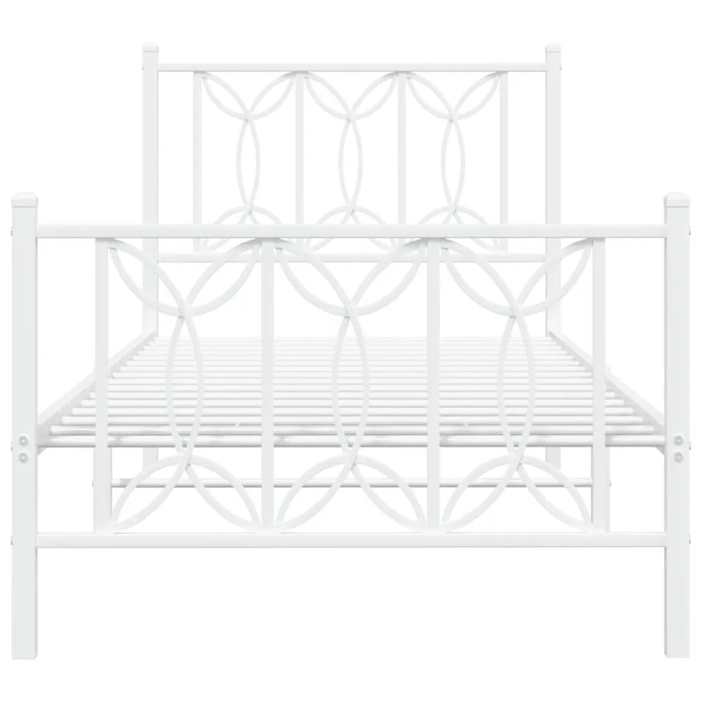 Estrutura de cama com cabeceira e pés 80x200 cm metálico branco