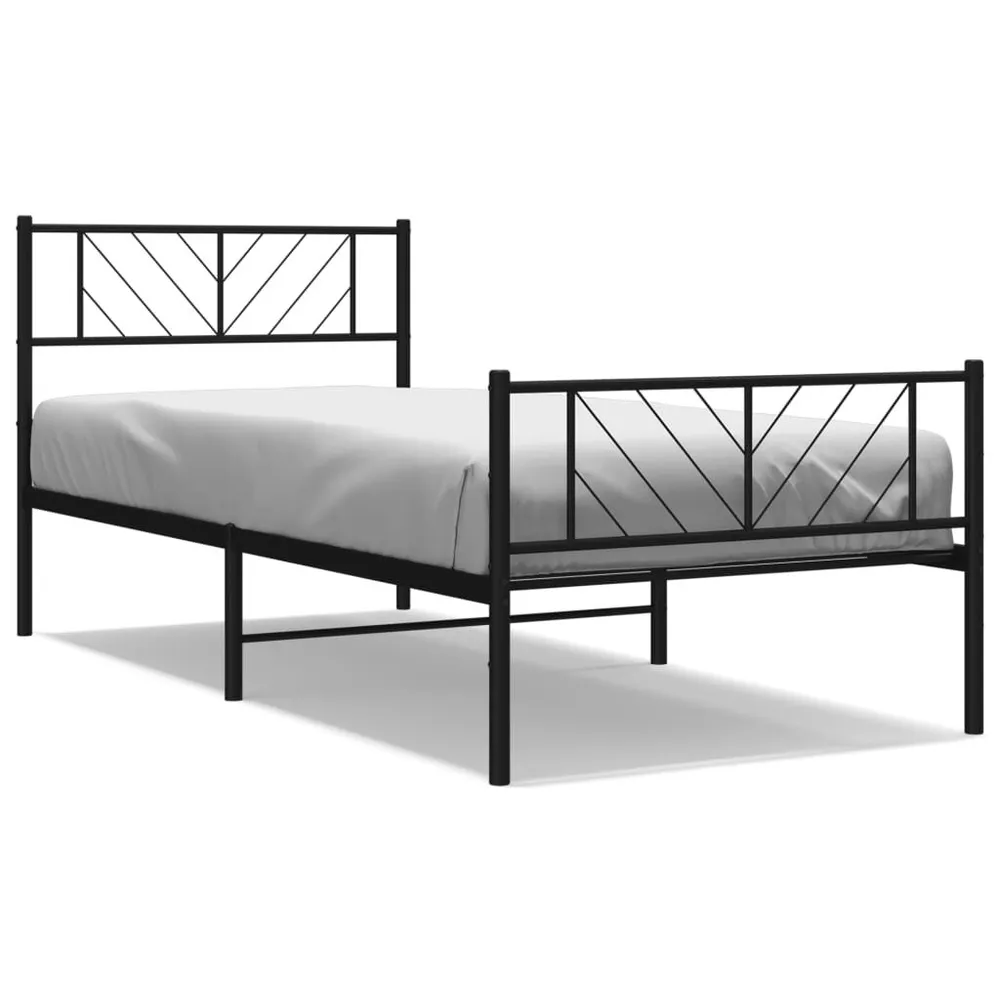 Estrutura de cama com cabeceira e pés 80x200 cm metálico preto