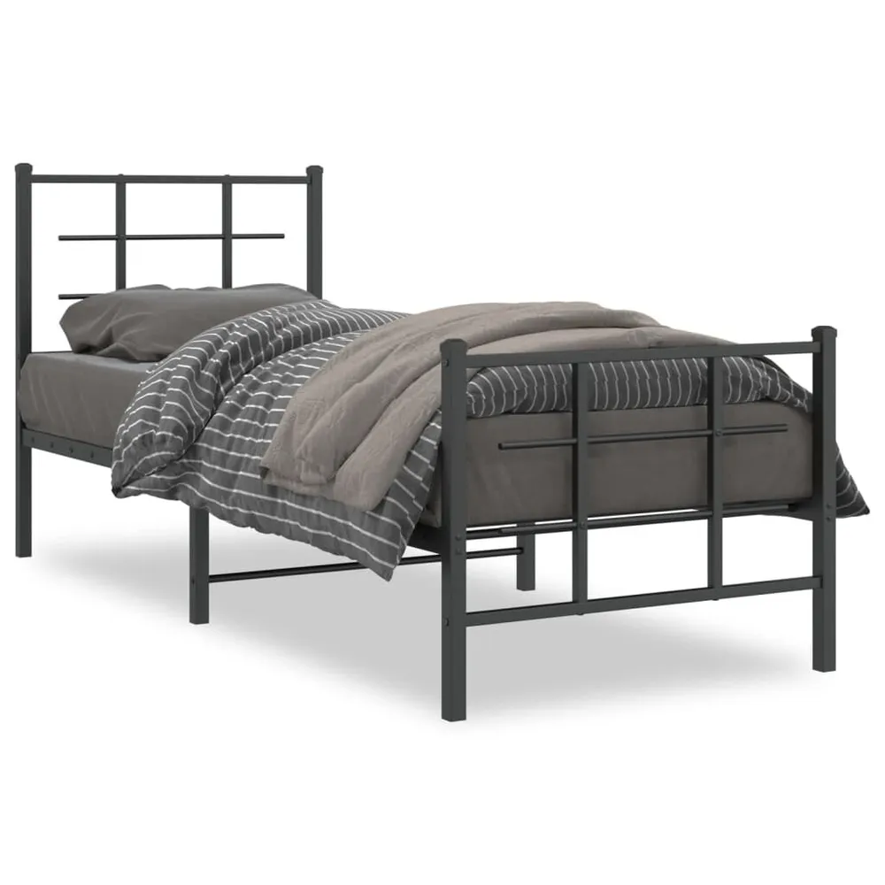 Estrutura de cama com cabeceira e pés 80x200 cm metálico preto