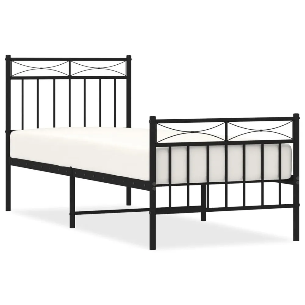 Estrutura de cama com cabeceira e pés 80x200 cm metálico preto