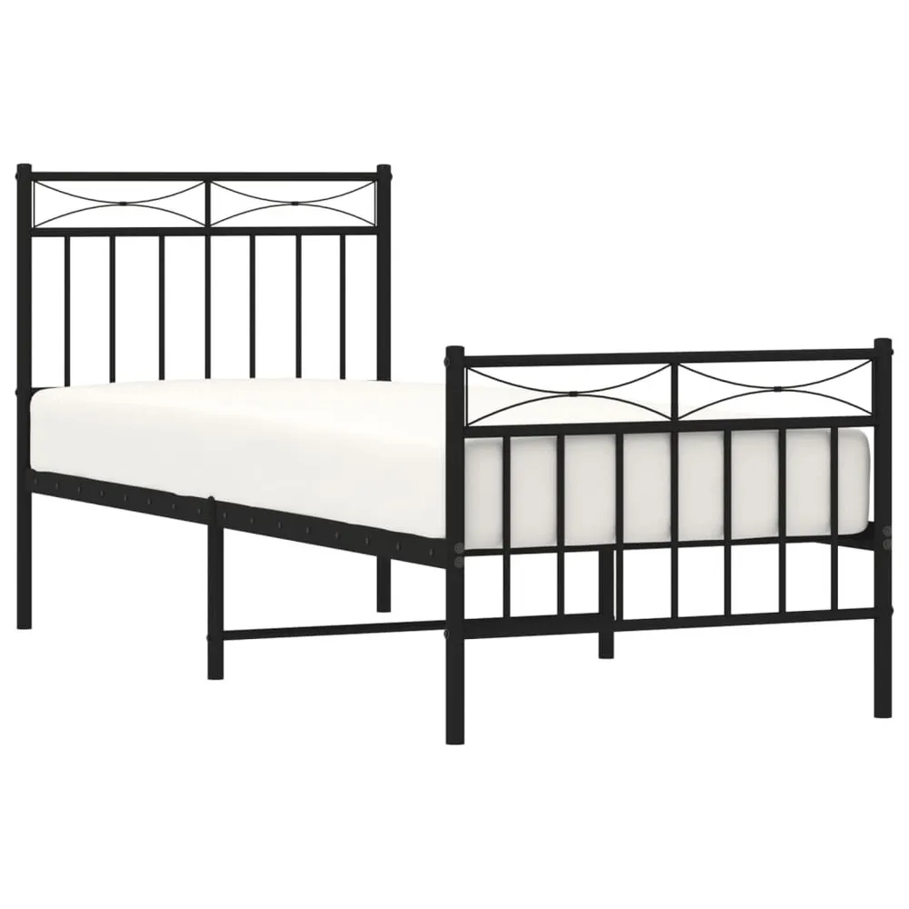 Estrutura de cama com cabeceira e pés 80x200 cm metálico preto