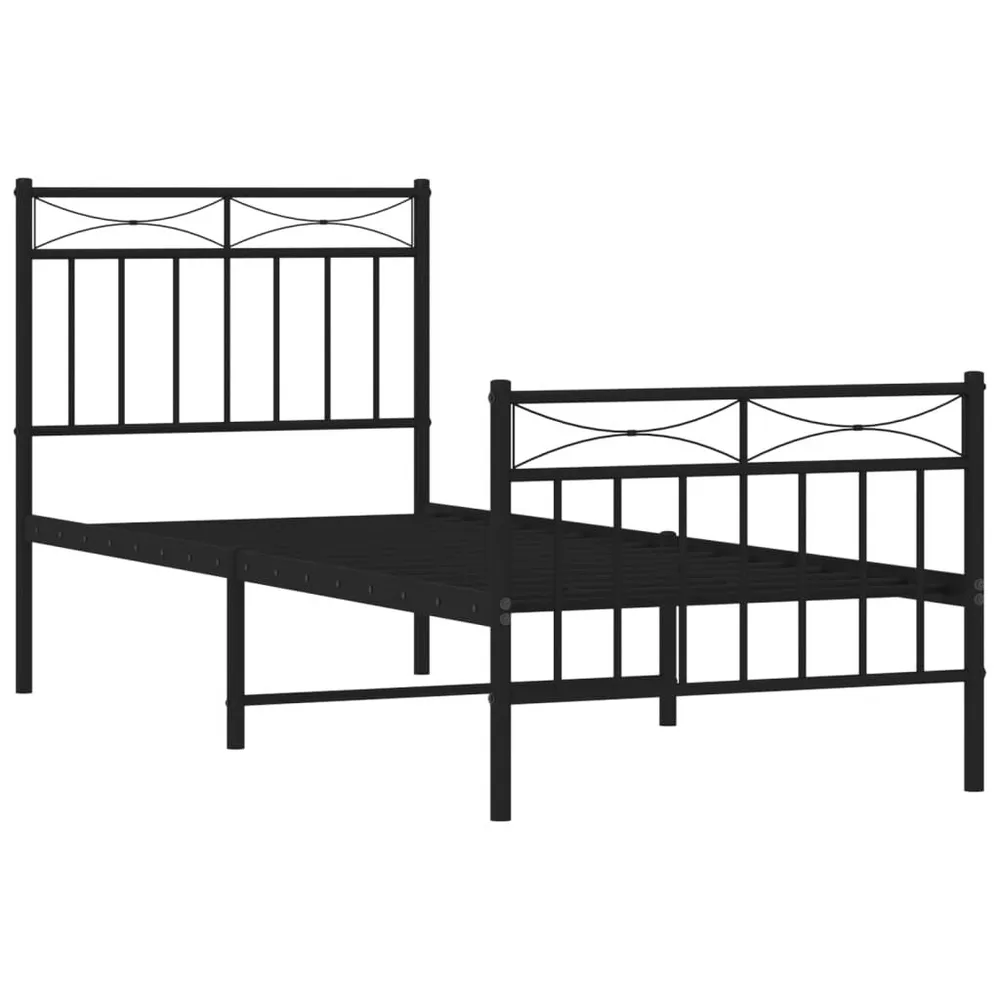 Estrutura de cama com cabeceira e pés 80x200 cm metálico preto