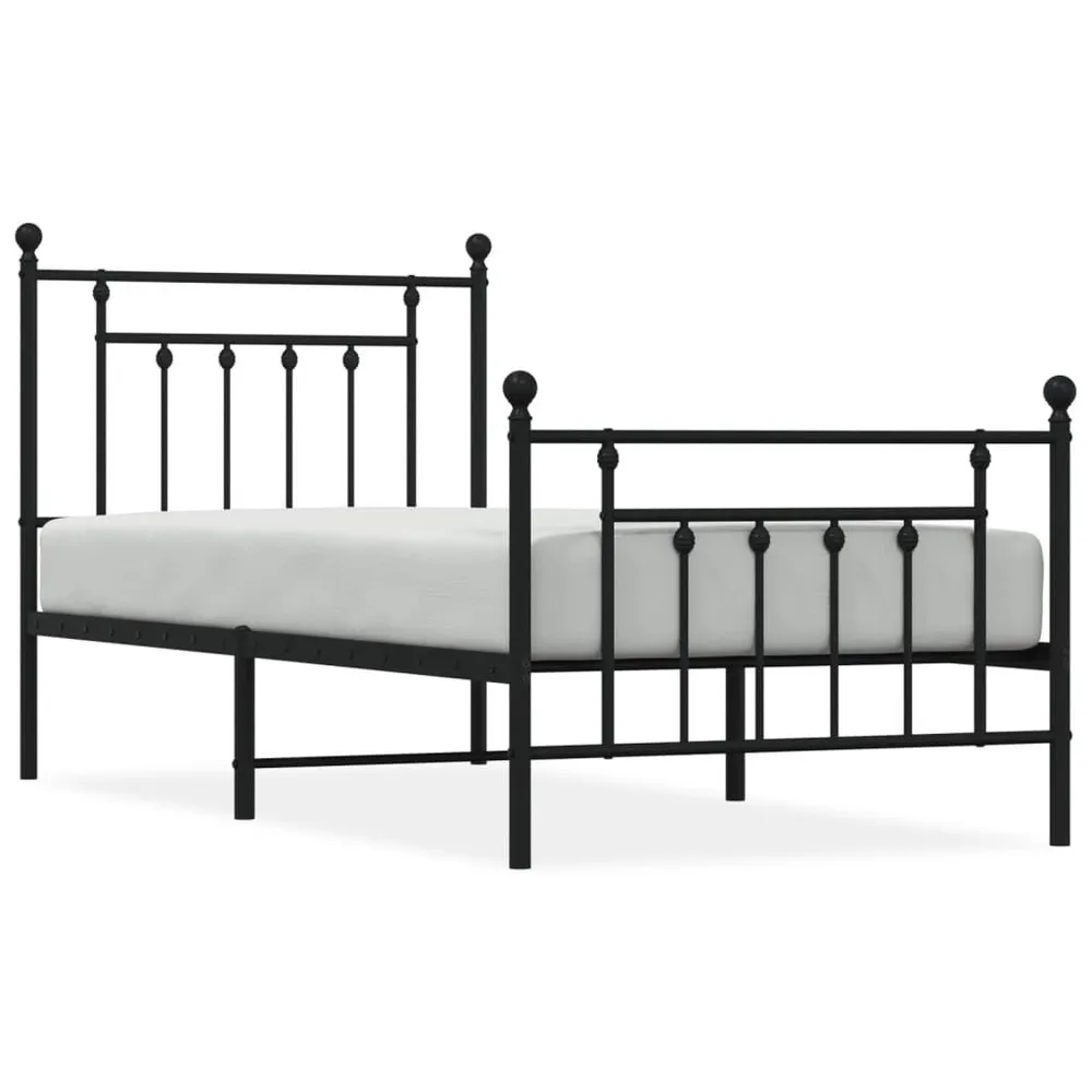Estrutura de cama com cabeceira e pés 80x200 cm metálico preto