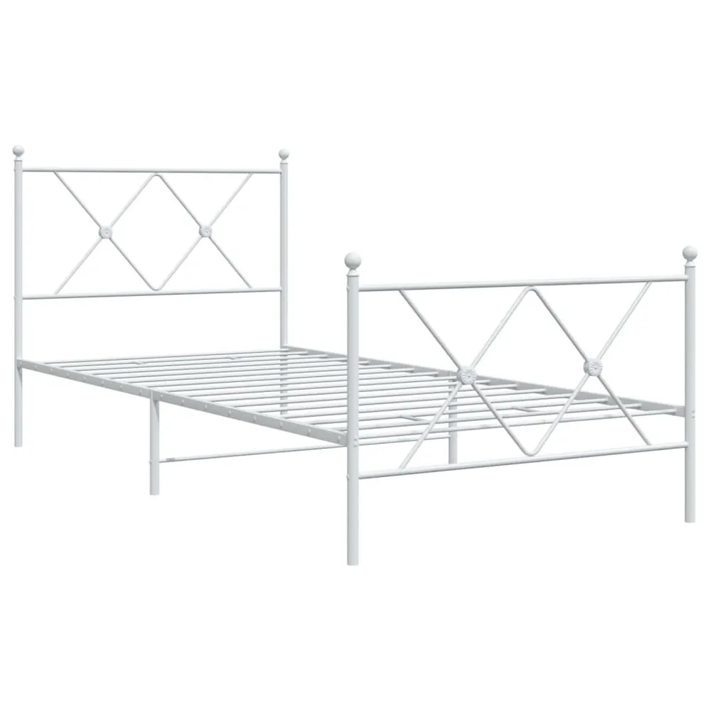 Estrutura de cama com cabeceira e pés 90x190 cm metálico branco