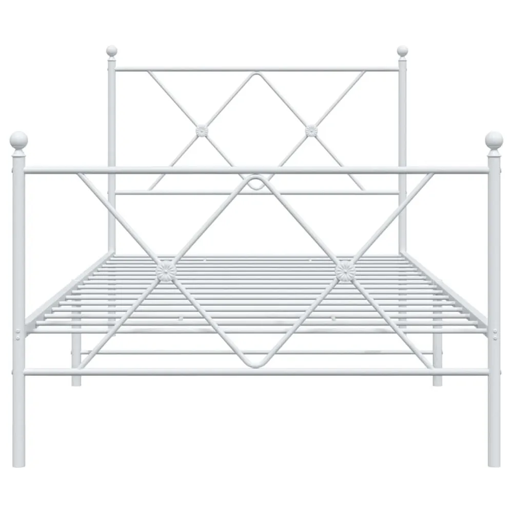 Estrutura de cama com cabeceira e pés 90x190 cm metálico branco