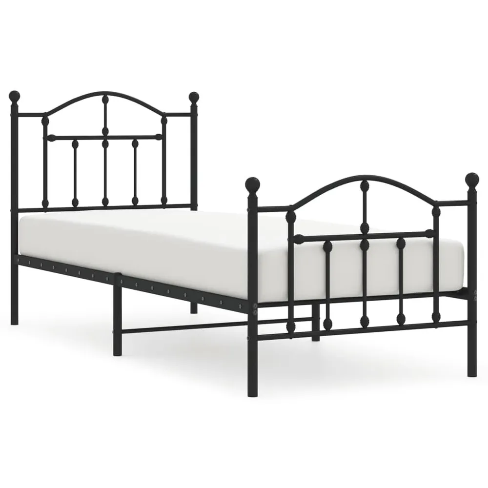 Estrutura de cama com cabeceira e pés 90x190 cm metálico preto