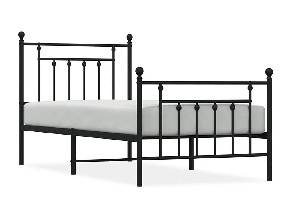 Estrutura de cama com cabeceira e pés 90x190 cm metálico preto