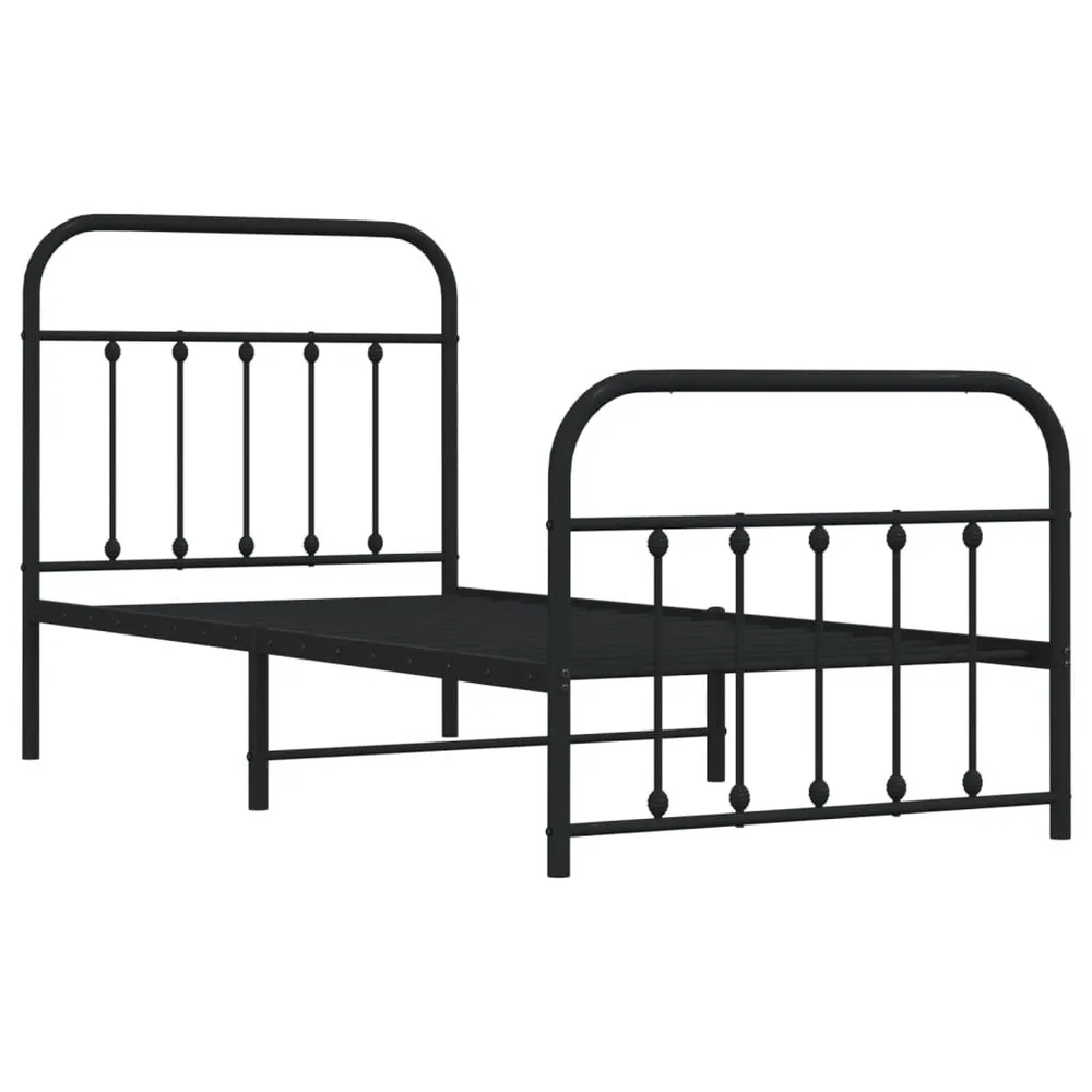 Estrutura de cama com cabeceira e pés 90x190 cm metálico preto