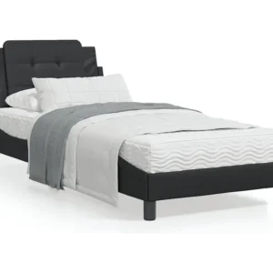 Estrutura cama com cabeceira 90x200 cm couro artificial preto