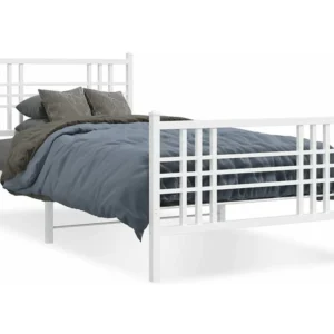 Estrutura de cama com cabeceira e pés 90x200 cm metálico branco