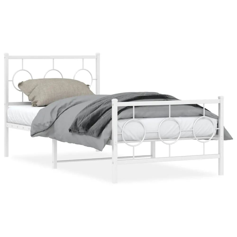 Estrutura de cama com cabeceira e pés 90x200 cm metálico branco