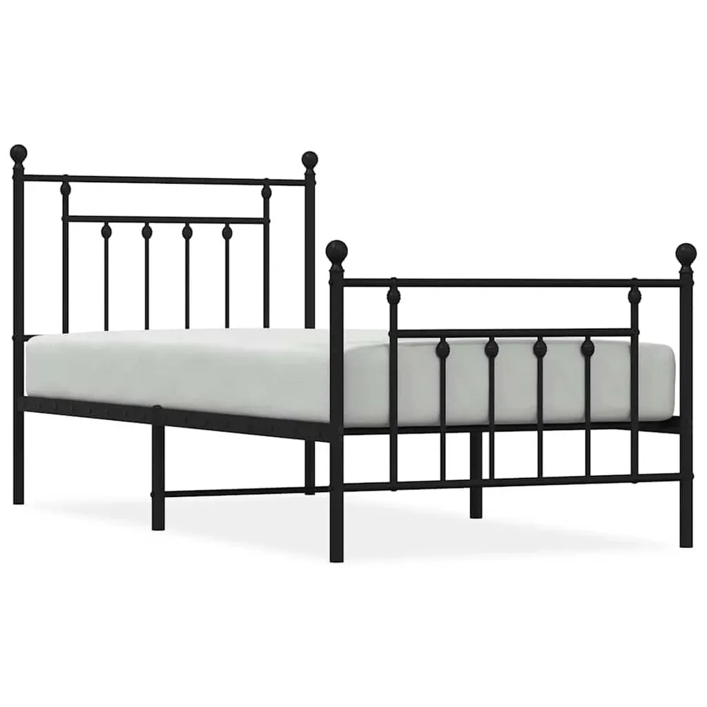 Estrutura de cama com cabeceira e pés 90x200 cm metálico preto