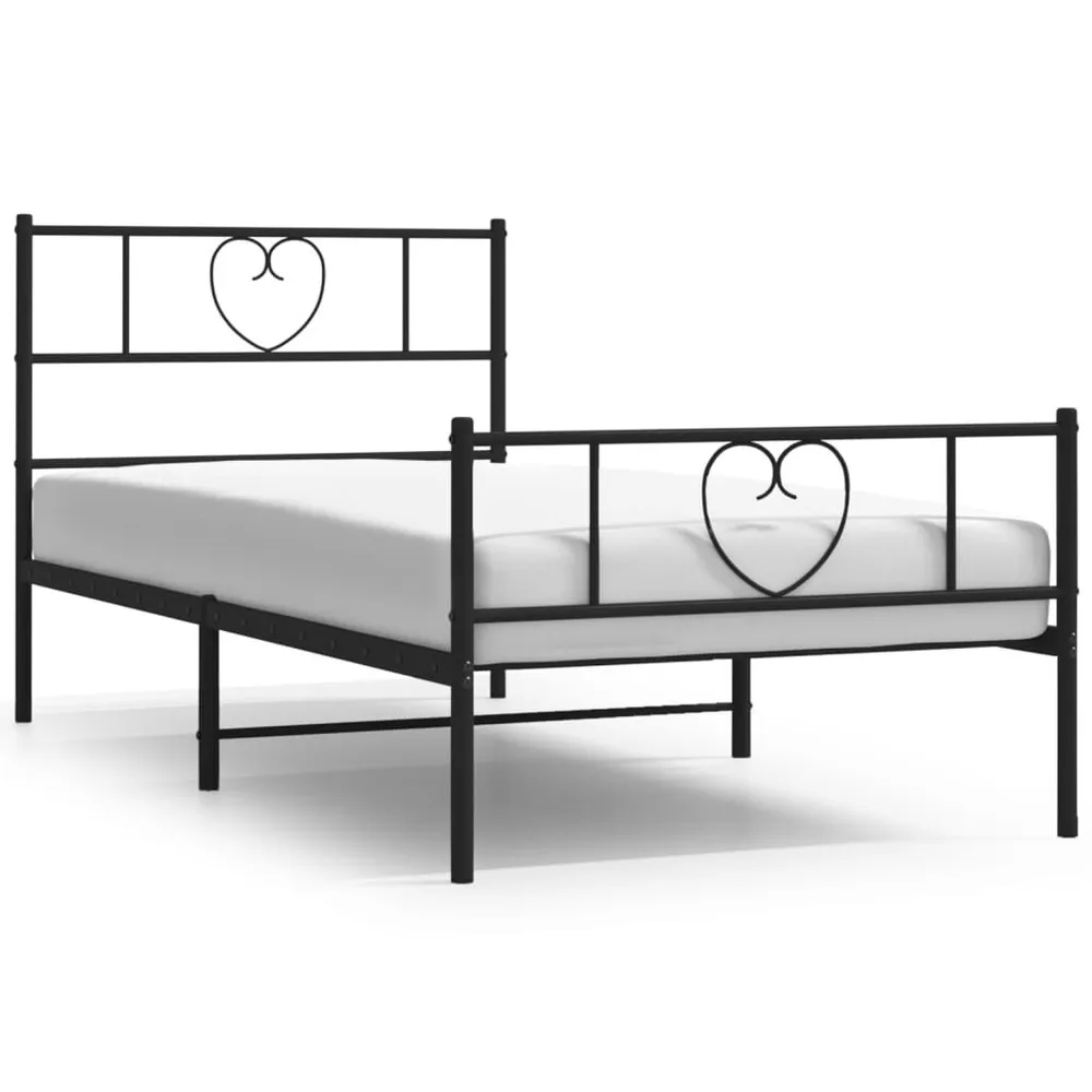 Estrutura de cama com cabeceira e pés 90x200 cm metálico preto
