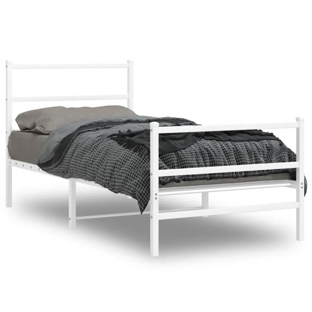 Estrutura de cama com cabeceira e pés 90x200 cm metálico branco