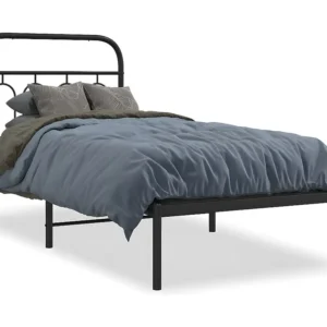 Estrutura de cama com cabeceira 90x200 cm metálico preto