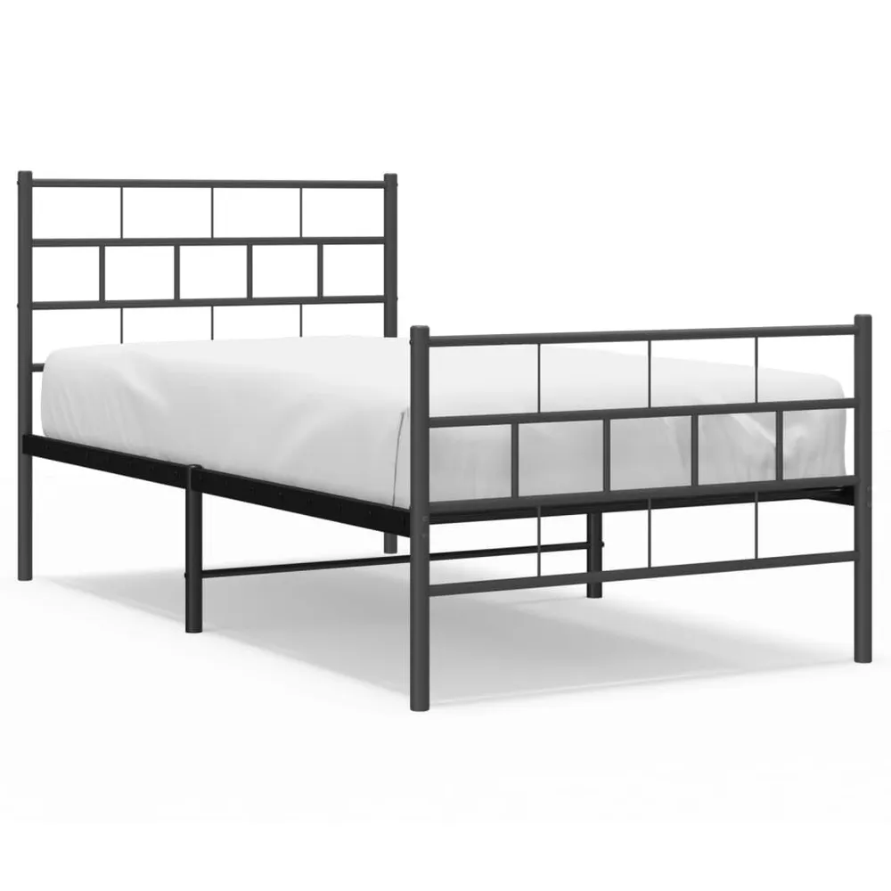 Estrutura de cama com cabeceira e pés 90x200 cm metálico preto