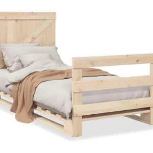 Estrutura de cama com cabeceira 90x200 cm pinho maciço