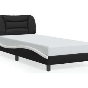 Estrutura de cama com cabeceira couro artificial 90x190cm