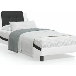 Estrutura de cama com cabeceira couro artificial 90x190cm