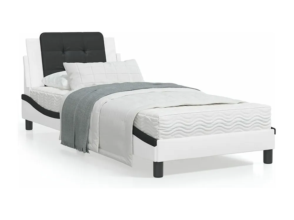 Estrutura de cama com cabeceira couro artificial 90x190cm
