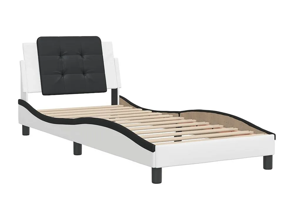Estrutura de cama com cabeceira couro artificial 90x190cm