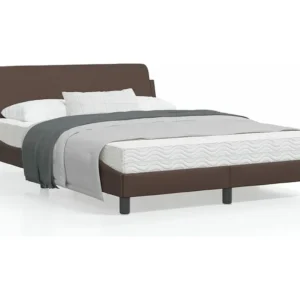 Estrutura cama com cabeceira couro artificial 140x190cm castanho