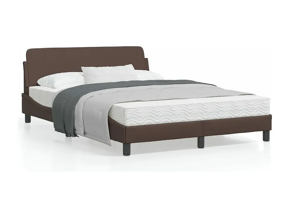 Estrutura cama com cabeceira couro artificial 140x190cm castanho