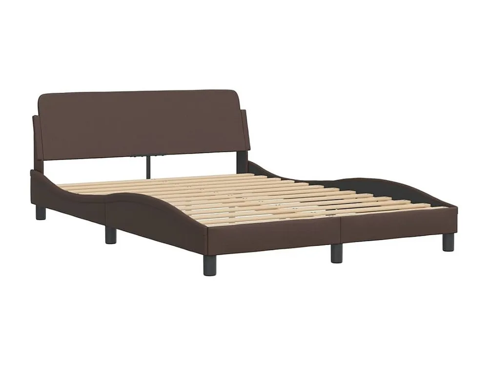Estrutura cama com cabeceira couro artificial 140x190cm castanho