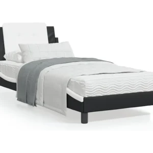 Estrutura de cama com cabeceira couro artificial 90x190cm