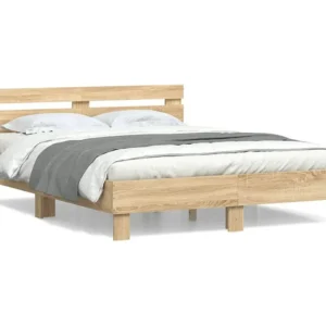 Estrutura cama com cabeceira derivados madeira carvalho sonoma