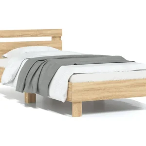 Estrutura cama com cabeceira derivados madeira carvalho sonoma