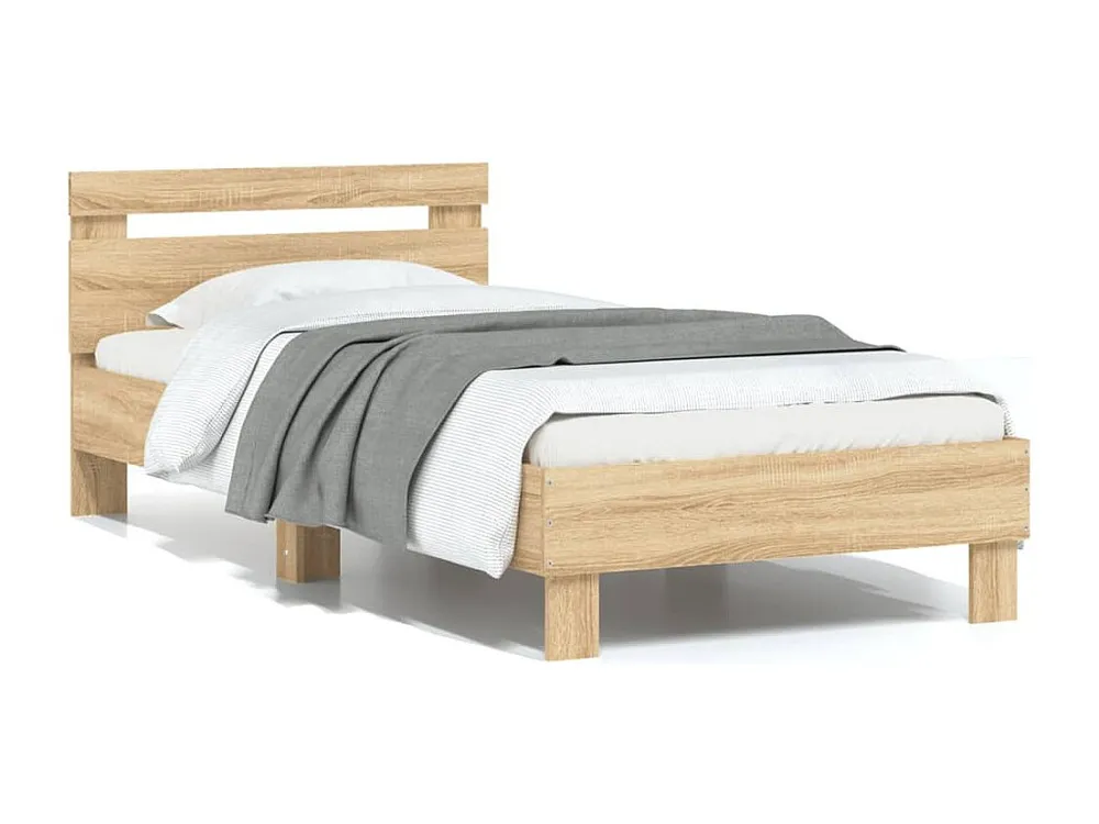 Estrutura cama com cabeceira derivados madeira carvalho sonoma