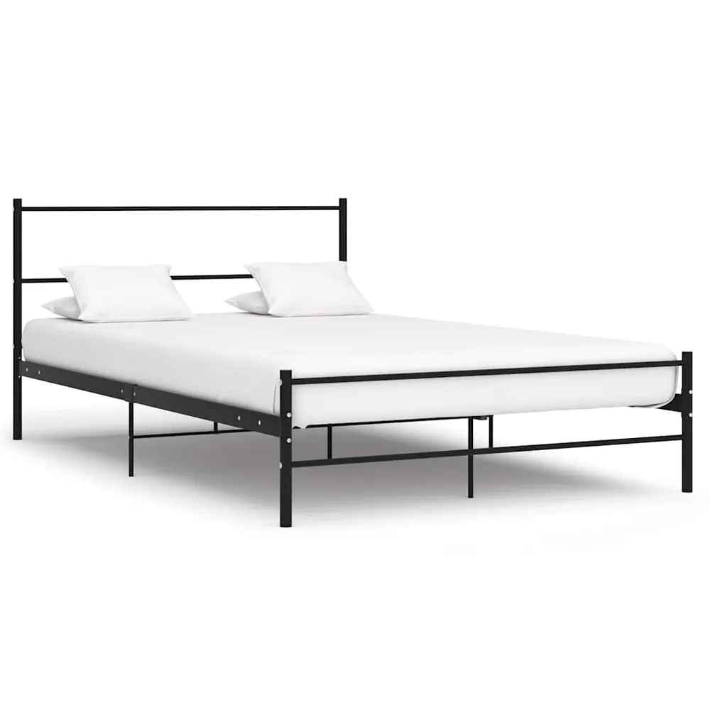 Estrutura cama com cabeceira sem colchão 140x200 cm metálico preto