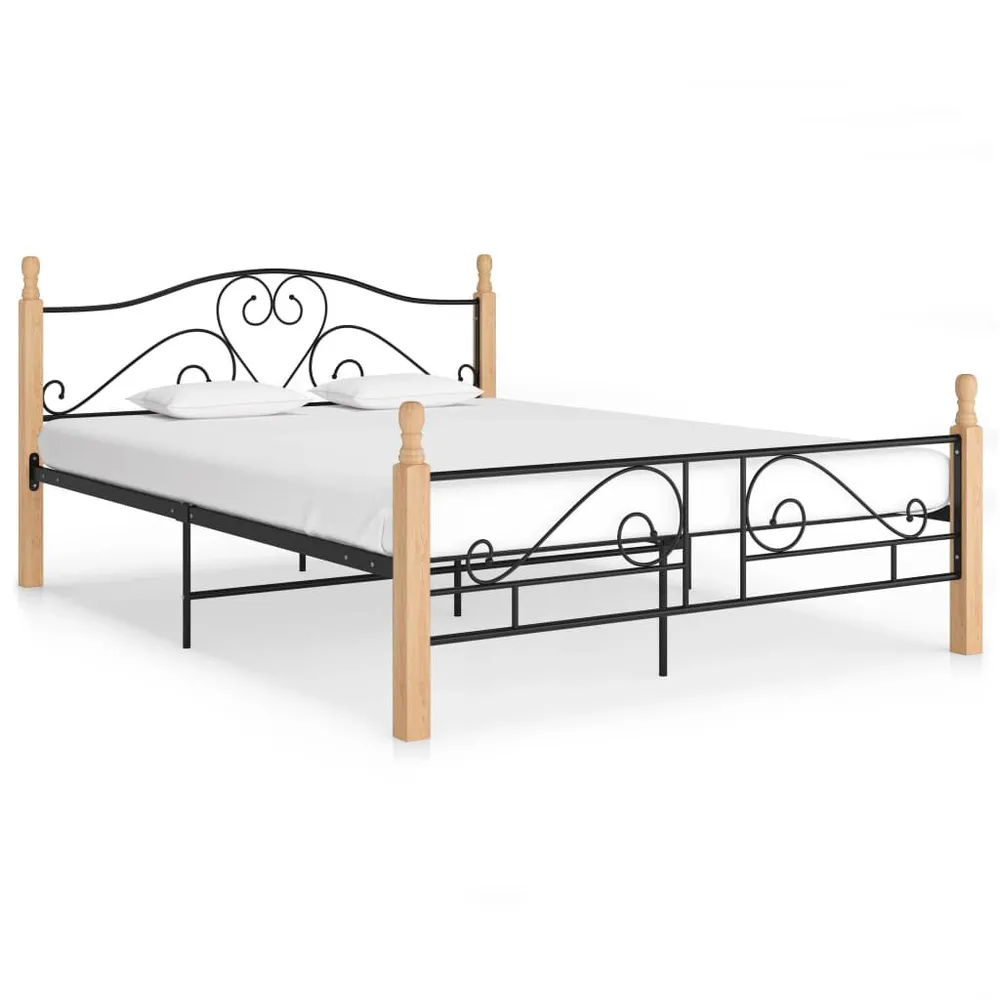 Estrutura cama com cabeceira sem colchão 140x200 cm metálico preto