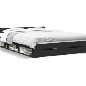 Estrutura de cama com gavetas 120x200 cm derivados madeira preto