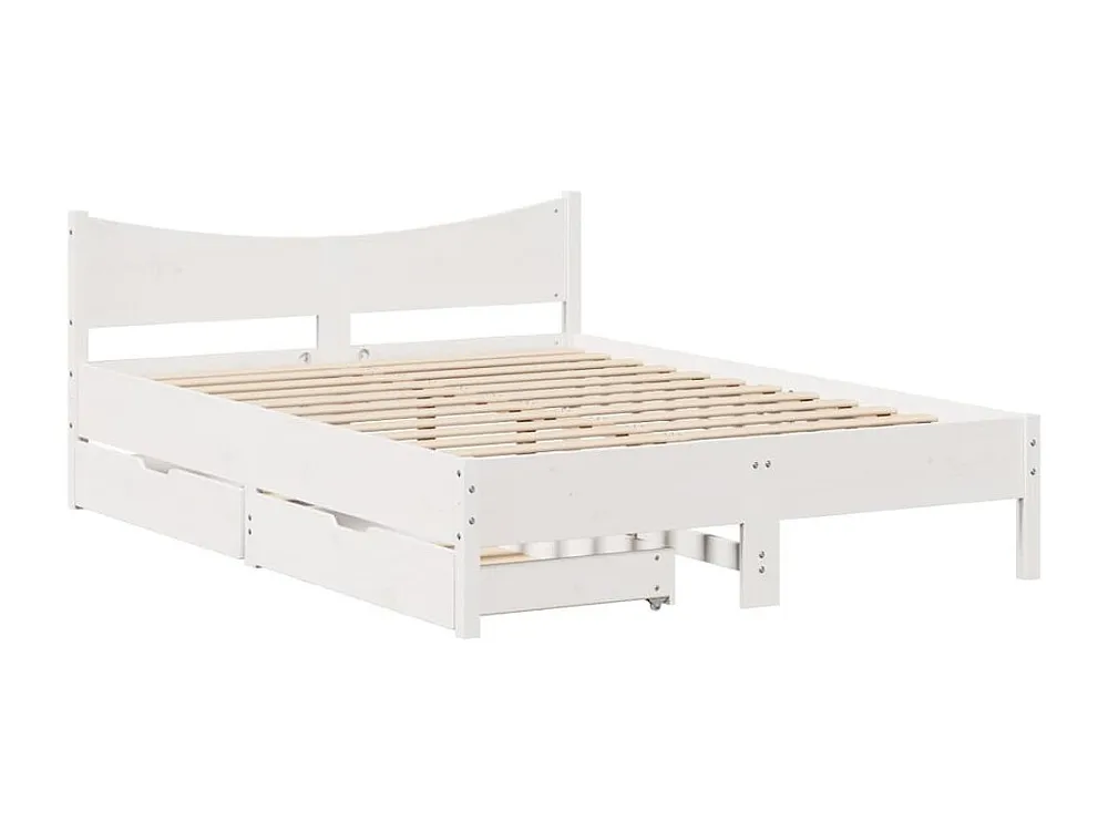 Estrutura de cama com gavetas 140x190 cm pinho maciço branco