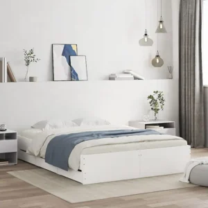 Estrutura de cama com gavetas 140x190cm derivados madeira branco