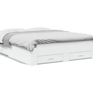Estrutura de cama com gavetas 140x200cm derivados madeira branco
