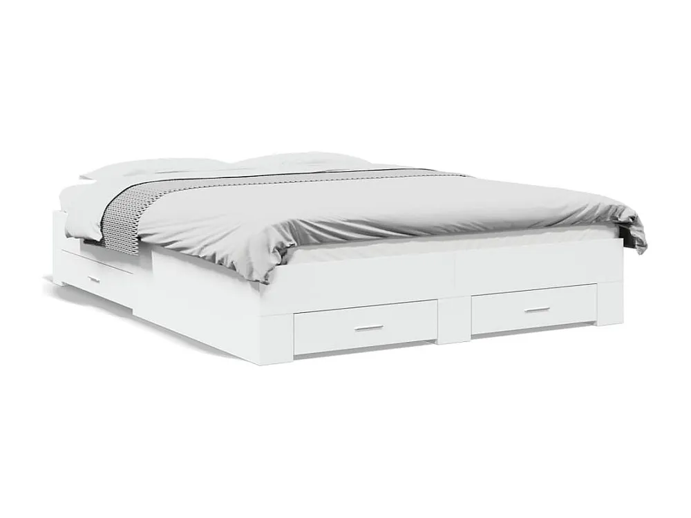 Estrutura de cama com gavetas 140x200cm derivados madeira branco