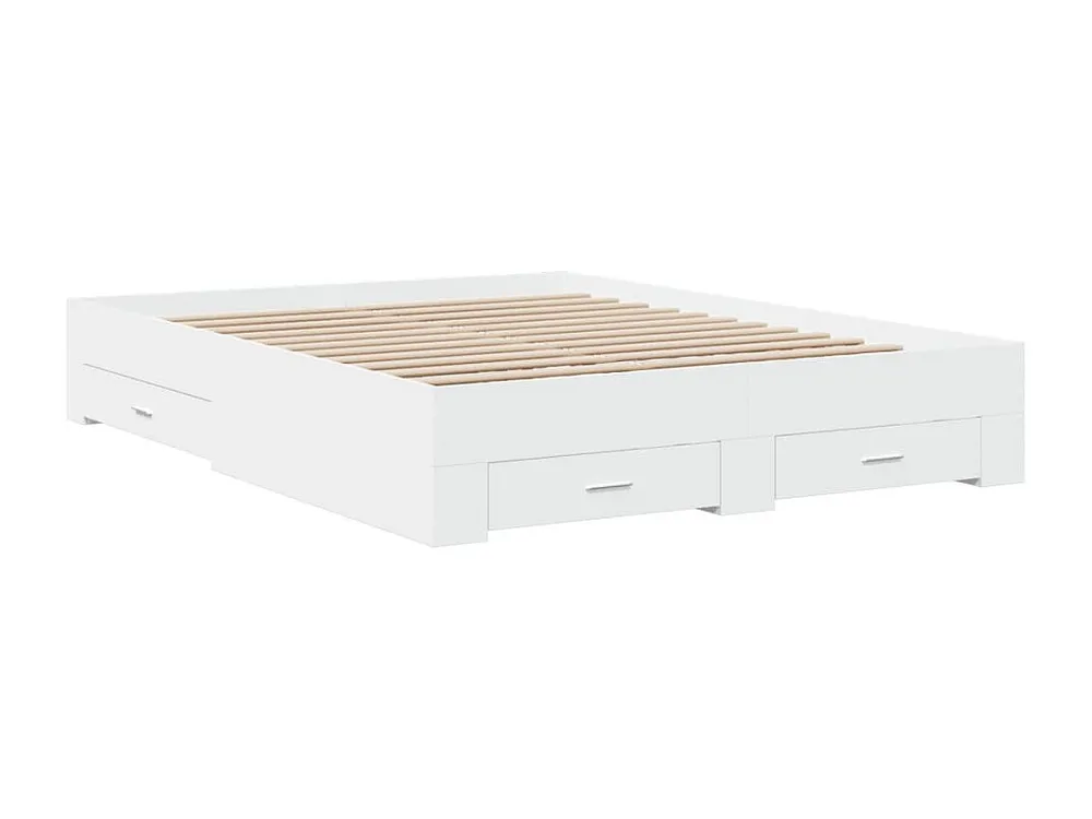 Estrutura de cama com gavetas 140x200cm derivados madeira branco