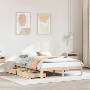 Estrutura de cama com gavetas 150x200 cm madeira de pinho maciç