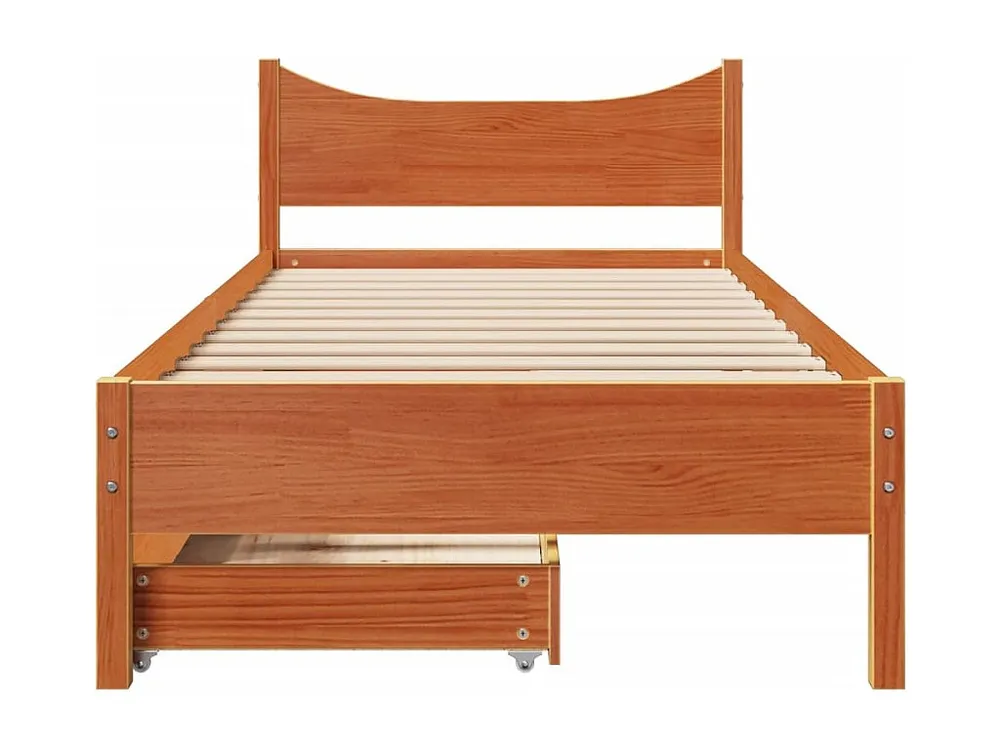 Estrutura de cama com gavetas 75x190cm pinho maciço castanho-mel